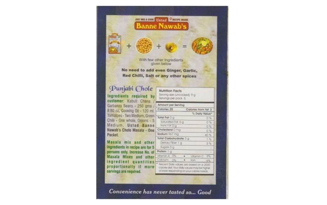 Ustad Banne Nawab's Punjabi Chole Masala (Garbanzo Gravy)   Box  43 grams